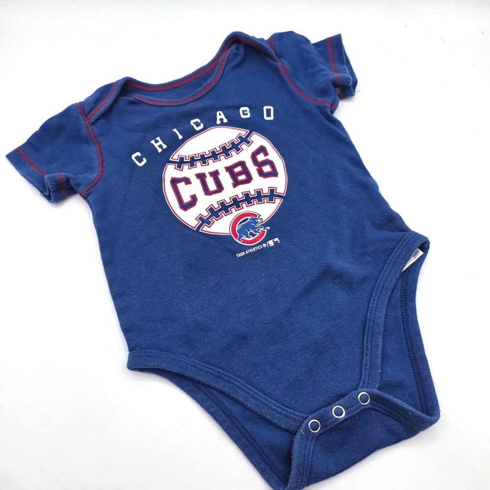 Team Athletics Chicago Cubs Bodysuit Blue Graphic Short Sleeve Infant 18M